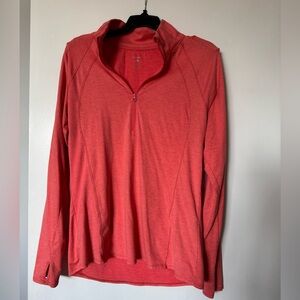 Layer8 Q-Zip Training Top Quarter-Zip Pullover in Coral Large